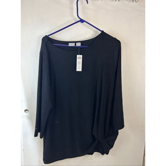 Chico Traveler Tuck black top shirt size 2 new Large - Picture 2 of 9